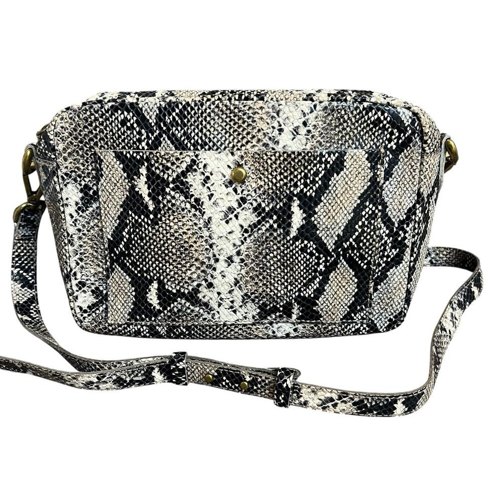 Madewell Snake Embossed The Large Transport Camera Bag Crossbody Tan Brown